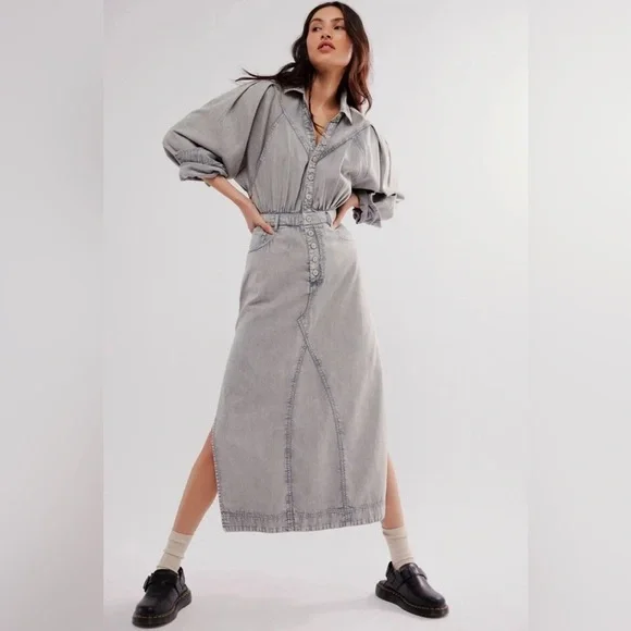 free people mad love denim midi dress Free People Mad Love Denim Midi